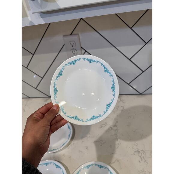 Corelle plate from the "Garden Lace" pattern desert plates x4 retro teal cottage - Picture 4 of 7
